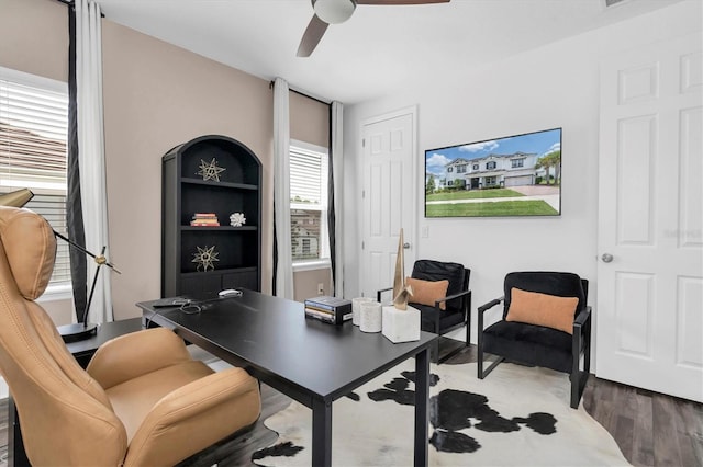 4188 Barbour Trl, Odessa, FL 33556 - office space with wood finished floors and ceiling fan
