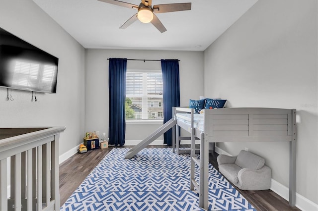 4188 Barbour Trl, Odessa, FL 33556 - bedroom featuring wood finished floors, baseboards, and ceiling fan