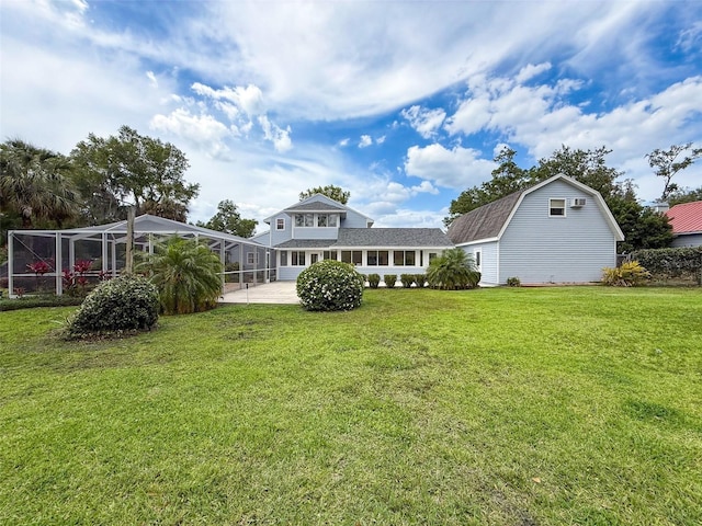 view of yard with a lanai