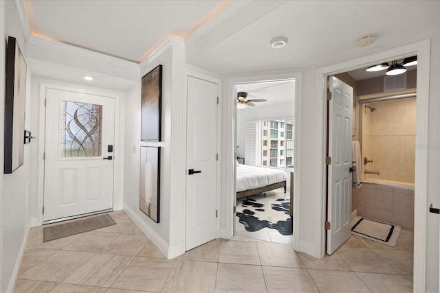 4550 Bay Blvd Unit 1231, Port Richey, FL 34668 - foyer entrance featuring ceiling fan and light tile patterned floors