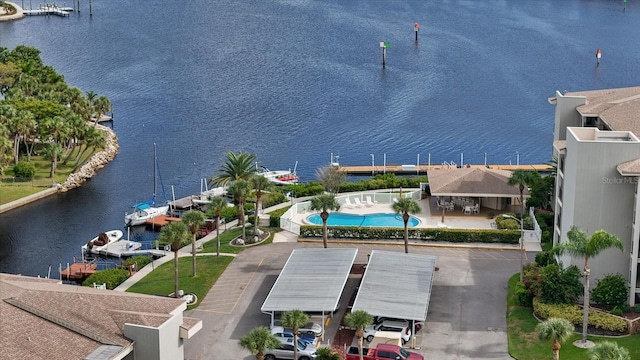 4550 Bay Blvd Unit 1231, Port Richey, FL 34668 - drone / aerial view of a nearby body of water and a pool area