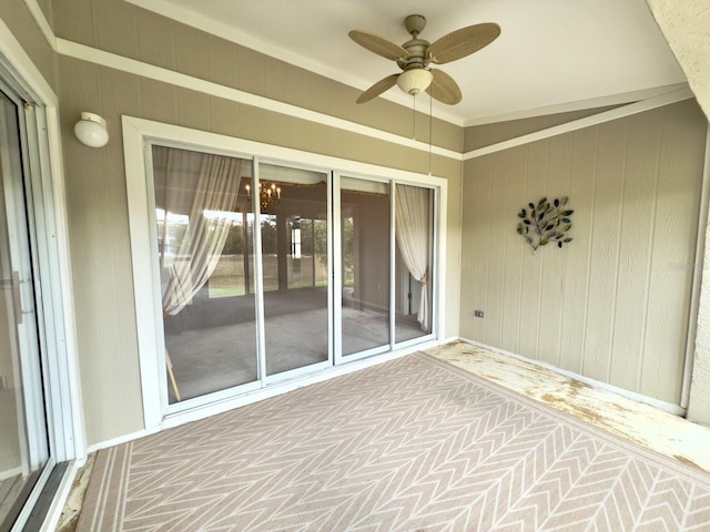 view of patio featuring a ceiling fan