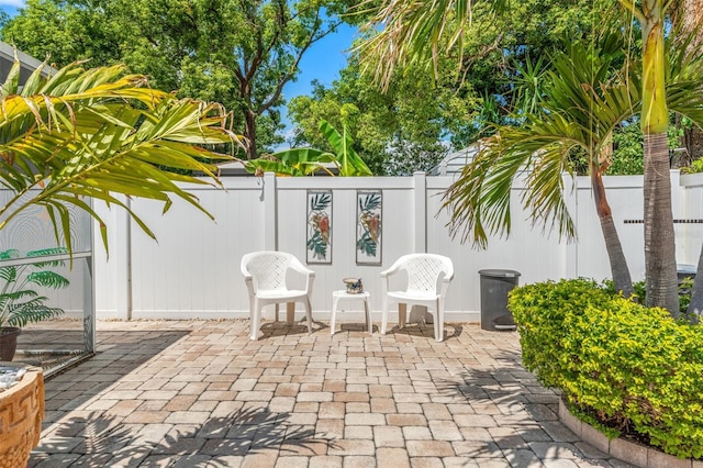 view of patio featuring a fenced backyard