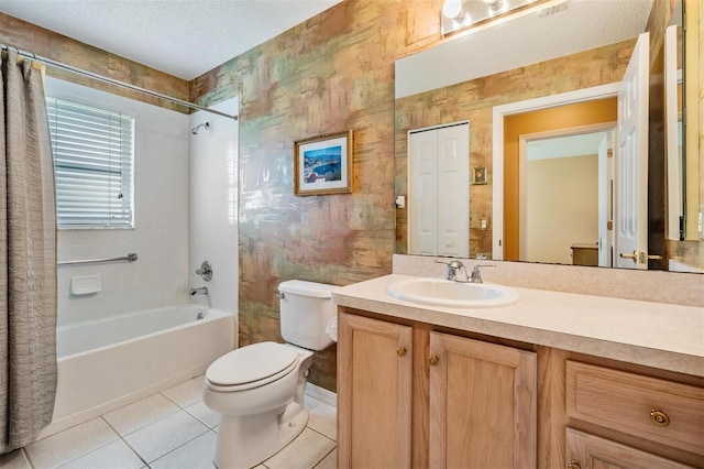 1053 Winding Willow Dr, Trinity, FL 34655 - bathroom with toilet, shower / tub combo with curtain, vanity, and tile patterned flooring