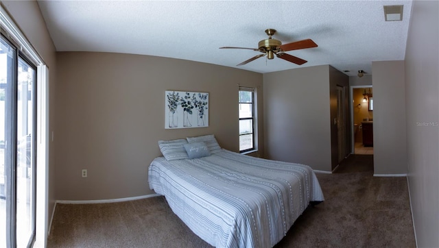 8126 Wooden Dr, Spring Hill, FL 34606 - bedroom featuring carpet flooring, multiple windows, baseboards, and ceiling fan