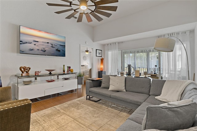2026 Golfview Dr Unit 2026, Tarpon Springs, FL 34689 - living room featuring a ceiling fan and wood finished floors