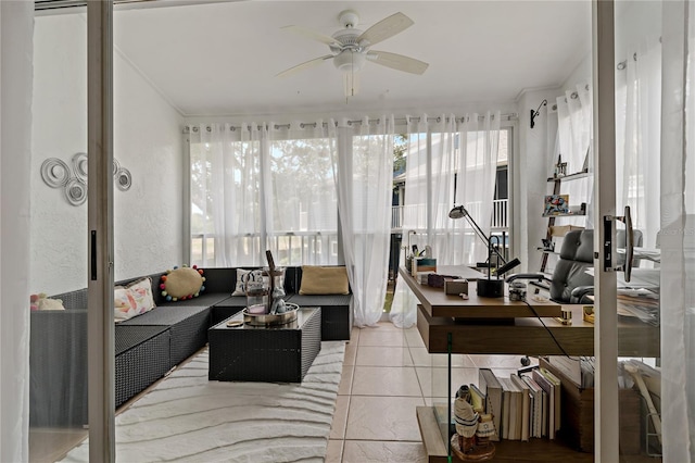 2026 Golfview Dr Unit 2026, Tarpon Springs, FL 34689 - sunroom / solarium with tile patterned floors, crown molding, and a textured wall