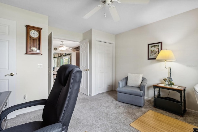 3773 E Lake Todd Dr, Hernando, FL 34442 - office featuring a ceiling fan, carpet flooring, and baseboards