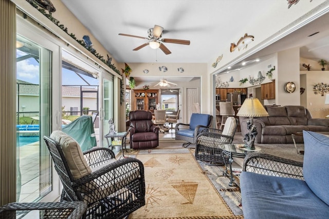 3773 E Lake Todd Dr, Hernando, FL 34442 - living room featuring a ceiling fan