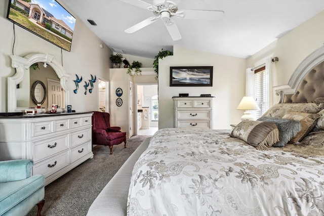 3773 E Lake Todd Dr, Hernando, FL 34442 - carpeted bedroom with vaulted ceiling and ceiling fan