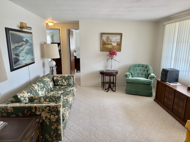 view of carpeted living area