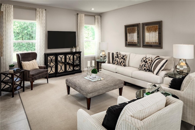 2193 Aibonito Cir, Clermont, FL 34711 - living room featuring recessed lighting and concrete floors