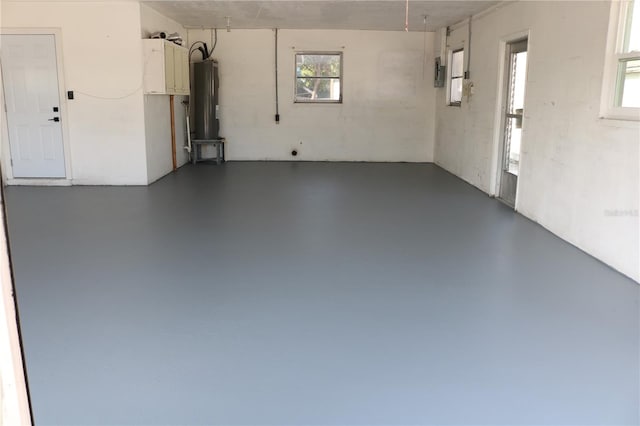 garage featuring water heater