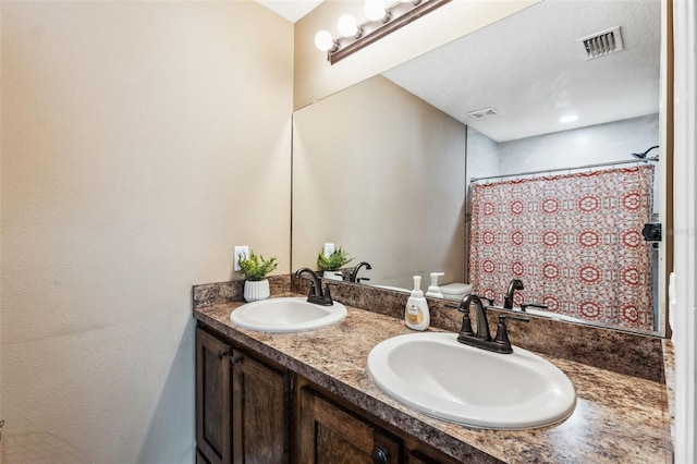 1161 Crk 443, Lake Panasoffkee, FL 33538 - full bathroom featuring double vanity, a shower with curtain, and toilet