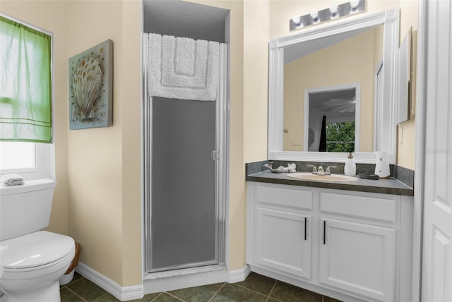 261 Rochester St, Spring Hill, FL 34609 - bathroom featuring a shower stall, vanity, and tile patterned flooring