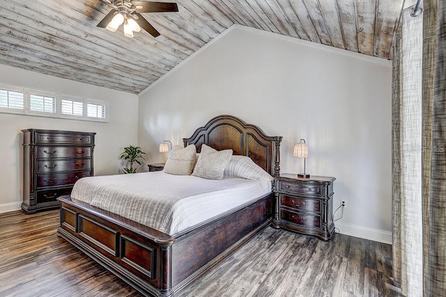 10910 Winter Oak Pl, Tampa, FL 33618 - bedroom with baseboards, vaulted ceiling, wood finished floors, wood ceiling, and ceiling fan