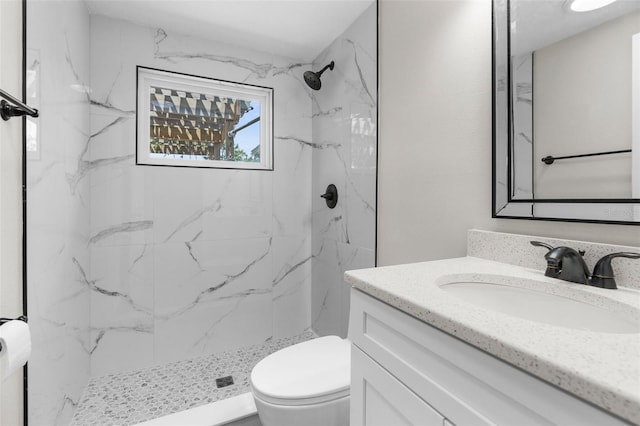13411 Lisa Dr, Hudson, FL 34667 - bathroom featuring vanity, a marble finish shower, and toilet