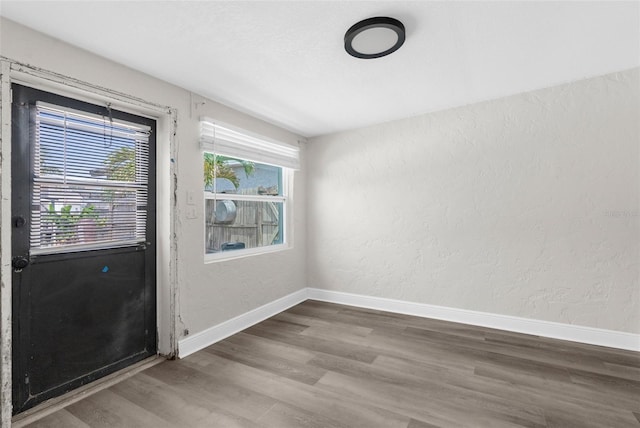 13411 Lisa Dr, Hudson, FL 34667 - empty room with healthy amount of natural light, wood finished floors, a textured wall, and baseboards