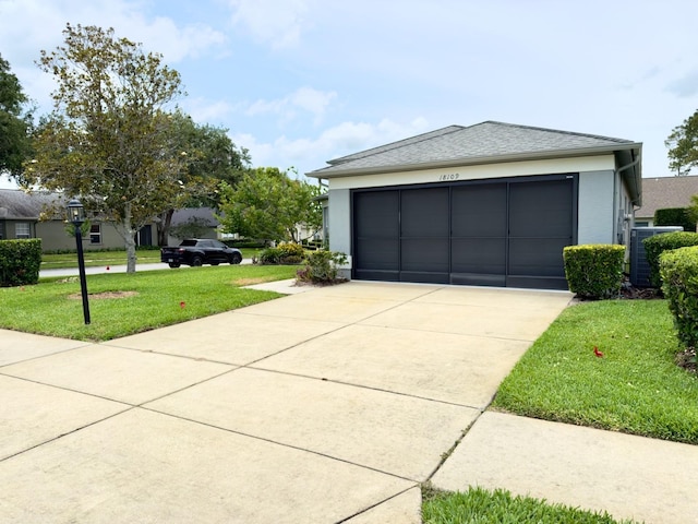 18109 Webster Grove Dr, Hudson, FL 34667 - garage with cooling unit and driveway