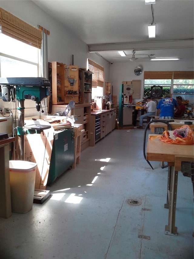 misc room featuring a workshop area