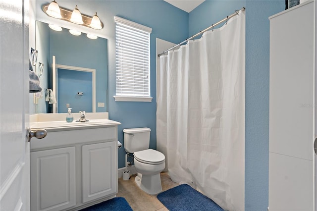 11401 Quiet Forest Dr, Tampa, FL 33635 - bathroom featuring toilet, tile patterned floors, vanity, and a shower with curtain