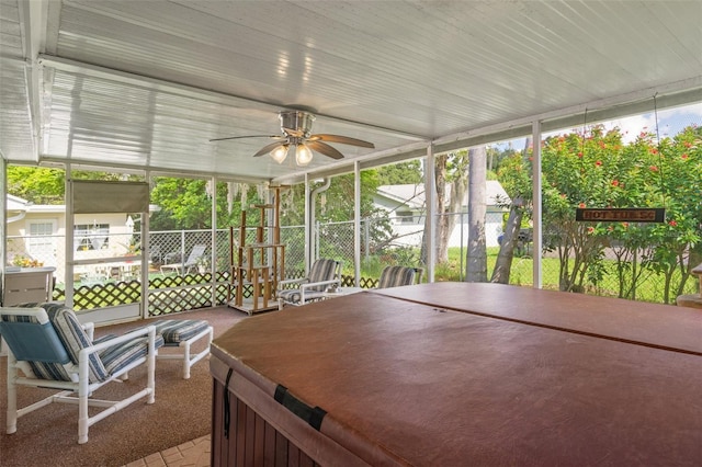 8021 Wildflower Row, Hudson, FL 34667 - sunroom with a ceiling fan and healthy amount of natural light