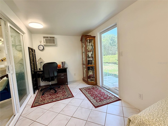 11631 Bayonet Ln, New Port Richey, FL 34654 - office with a wall mounted air conditioner and light tile patterned floors