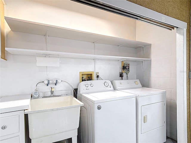 13003 Sandburst Ln, Hudson, FL 34667 - laundry area featuring washer and dryer and a sink