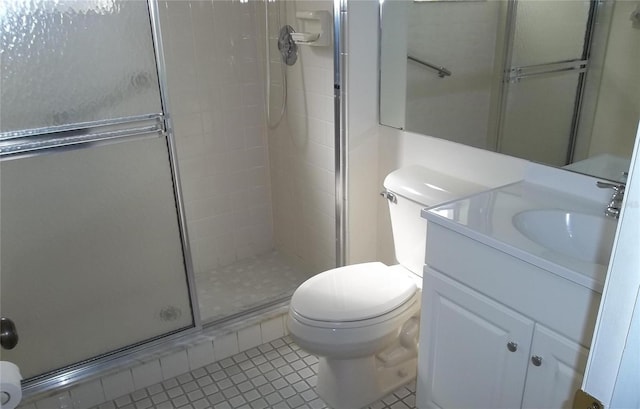 7600 St Andrews Blvd Unit 7600, Weeki Wachee, FL 34613 - full bath with a stall shower, vanity, and tile patterned floors