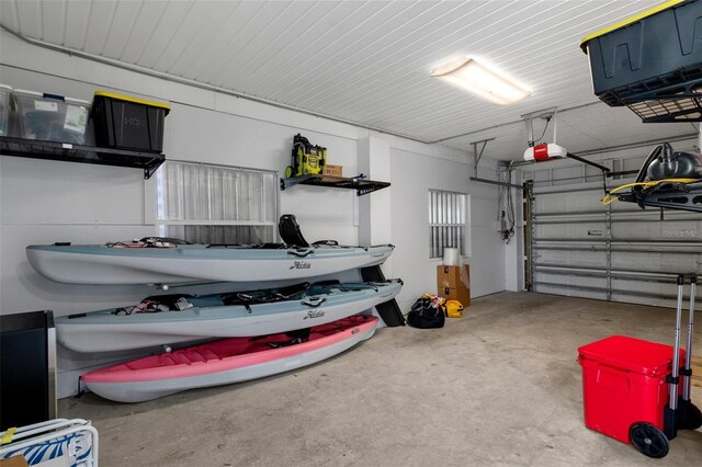 garage with a garage door opener