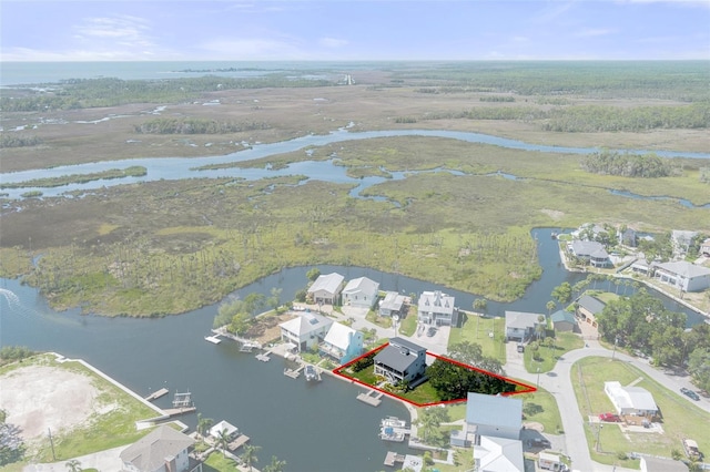 5234 Foxhall Ct, Weeki Wachee, FL 34607 - aerial perspective of suburban area with a nearby body of water and property parcel outlined