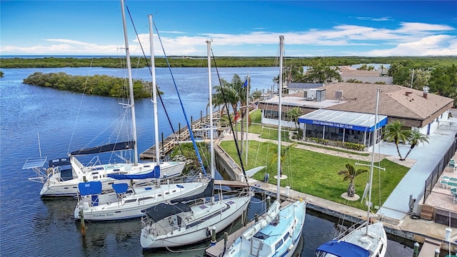 4420 Marine Pkwy, New Port Richey, FL 34652 - dock area featuring a water view and a yard