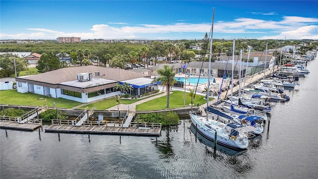 4420 Marine Pkwy, New Port Richey, FL 34652 - view from above of property featuring a large body of water and a pool area