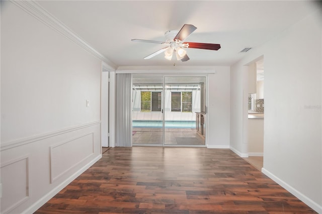 12106 Bear Creek Ln, Hudson, FL 34667 - spare room featuring a ceiling fan and wood finished floors