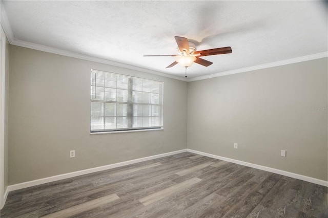 12106 Bear Creek Ln, Hudson, FL 34667 - spare room with a ceiling fan, wood finished floors, baseboards, and crown molding