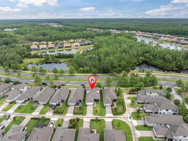 12854 Rangeland Blvd, Odessa, FL 33556 - aerial view of property and surrounding area featuring a forest, nearby suburban area, and a nearby body of water