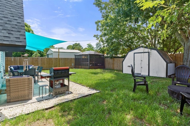7422 New York Ave, Hudson, FL 34667 - view of yard featuring a patio, outdoor dining area, a gazebo, and an outdoor hangout area