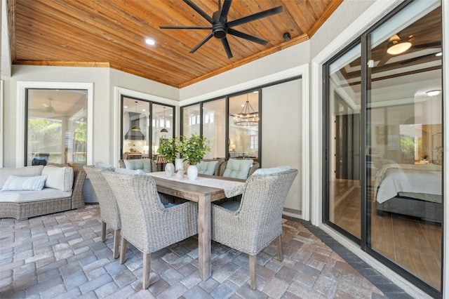 15413 Azra Dr, Odessa, FL 33556 - sunroom / solarium featuring wooden ceiling and stone tile flooring