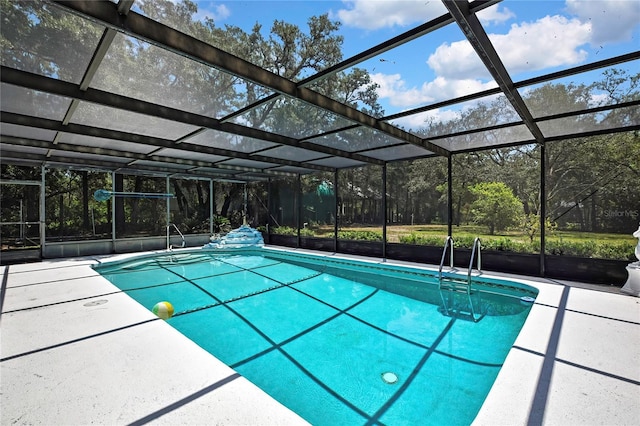 swimming pool with glass enclosure