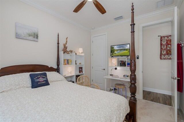 11611 Callisia Dr, Odessa, FL 33556 - bedroom with ornamental molding, ceiling fan, and baseboards