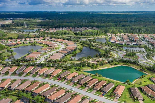 11611 Callisia Dr, Odessa, FL 33556 - aerial view of property and surrounding area with nearby suburban area, a forest, and a large body of water