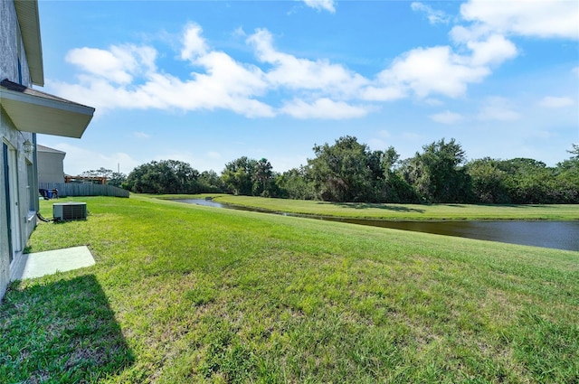 6222 Cherry Blossom Trl, Gibsonton, FL 33534 - view of grassy yard featuring a water view and cooling unit