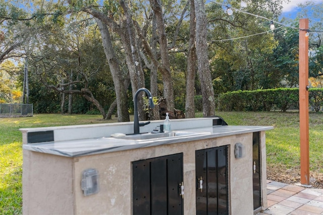 view of patio featuring a sink