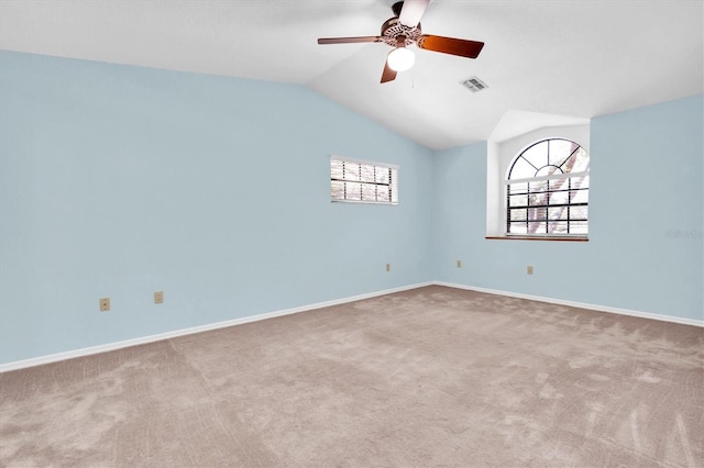 6454 Summerfield Loop, New Port Richey, FL 34655 - spare room with vaulted ceiling, healthy amount of natural light, carpet floors, and ceiling fan