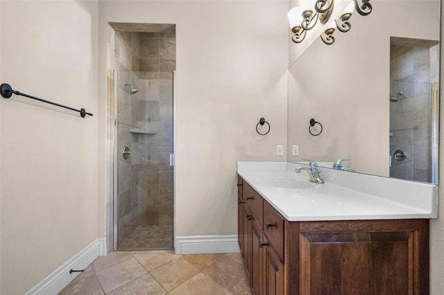 9933 Milano Dr, Trinity, FL 34655 - full bathroom featuring baseboards, vanity, and a shower stall