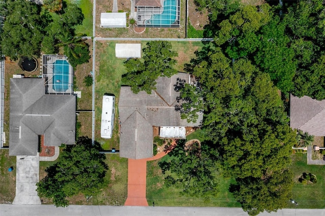 bird's eye view of a pool