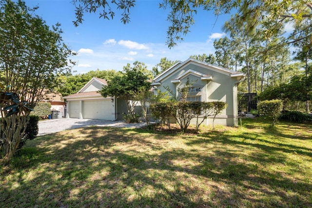 view of front of property with a front lawn and stucco siding