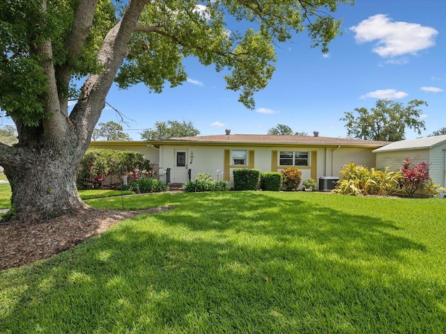 6823 Oak Hill Dr, New Port Richey, FL 34653 - single story home with a front yard, stucco siding, and central AC