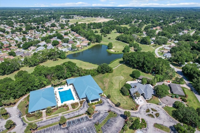 8596 SW 108th Place Rd, Ocala, FL 34481 - aerial view of property and surrounding area featuring a nearby body of water, a pool, and a golf course