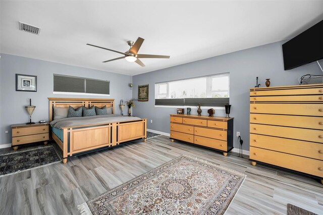 1620 Sea Breeze Dr, Tarpon Springs, FL 34689 - bedroom featuring light wood-type flooring, baseboards, and a ceiling fan